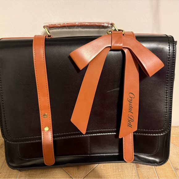 Ecosusi Handbags - Crystal Bell Black and Brown Laptop Satchel Bag